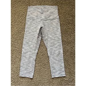 Lululemon white/grey “striped” leggings, 21” inseam, size 8